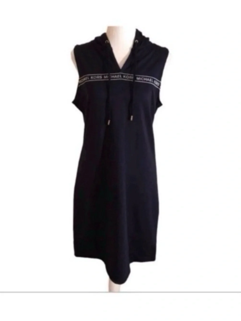MICHAEL KORS Navy Hooded MK Logo Dress Size Small New!